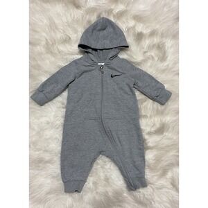 Nike Baby Boys Hooded Long Sleeve Bodysuit Athleisure Streetwear Gray 3M